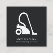 白黒シンプル掃除機クリーニングサービス スクエア名刺 (正面)