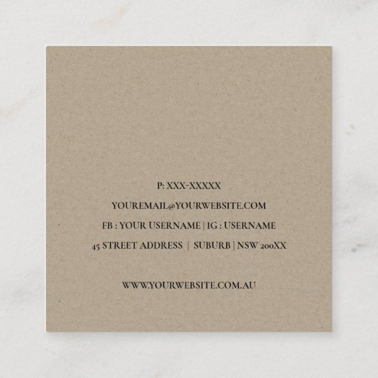 白黒シンプル掃除機クリーニングサービス スクエア名刺 (裏面)