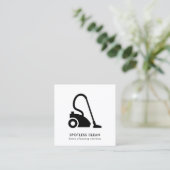 白黒シンプル掃除機クリーニングサービス スクエア名刺 (スタンド正面)