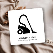 白黒シンプル掃除機クリーニングサービス スクエア名刺