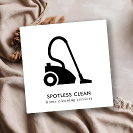 白黒シンプル掃除機クリーニングサービス スクエア名刺