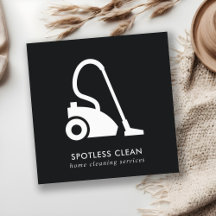白黒シンプル掃除機クリーニングサービス