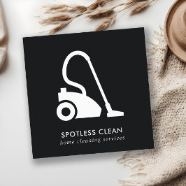 白黒シンプル掃除機クリーニングサービス スクエア名刺