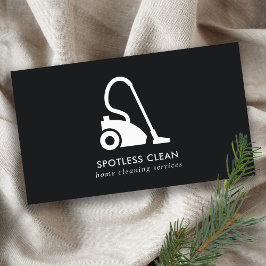 白黒シンプル掃除機クリーニングサービス 名刺