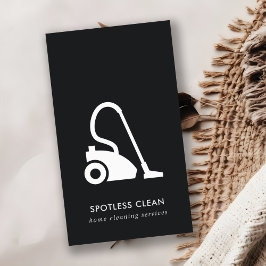 白黒シンプル掃除機クリーニングサービス 名刺
