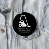 白黒シンプル掃除機クリーニングサービス 缶バッジ (インサイチュ)