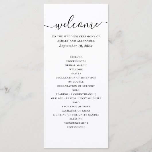 白黒シンプル文字結婚書 プログラム (正面)