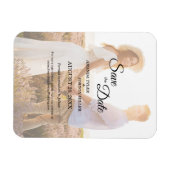 白黒シンプル書記日付の写真を保存 マグネット (横)