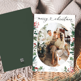 白黒シンプル植物写真クリスマスカード シーズンカード