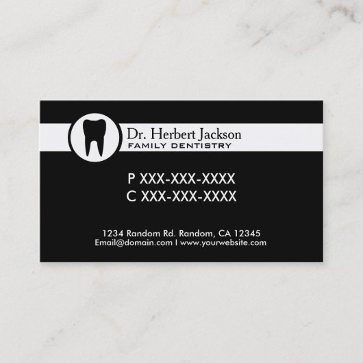 白黒シンプル歯科医カスタム者の名刺 名刺 (正面)