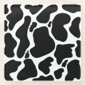 白黒シンプル牛斑動物 ガラスコースター (正面)