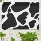白黒シンプル牛斑動物 キッチンタオル (折り畳み)