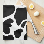 白黒シンプル牛斑動物 キッチンタオル (四つ折り)