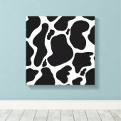 白黒シンプル牛斑動物 キャンバスプリント (インサイチュ (ウッドフロア))