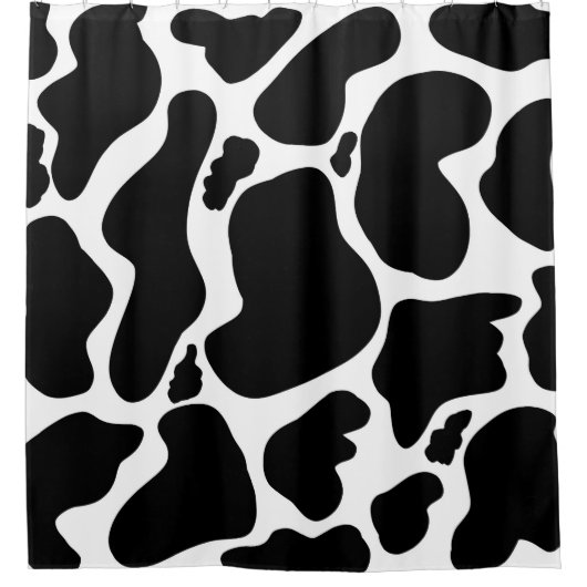 白黒シンプル牛斑動物 シャワーカーテン (正面)