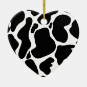 白黒シンプル牛斑動物 セラミックオーナメント (正面)
