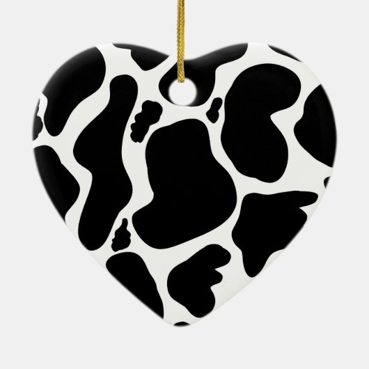 白黒シンプル牛斑動物 セラミックオーナメント (裏面)