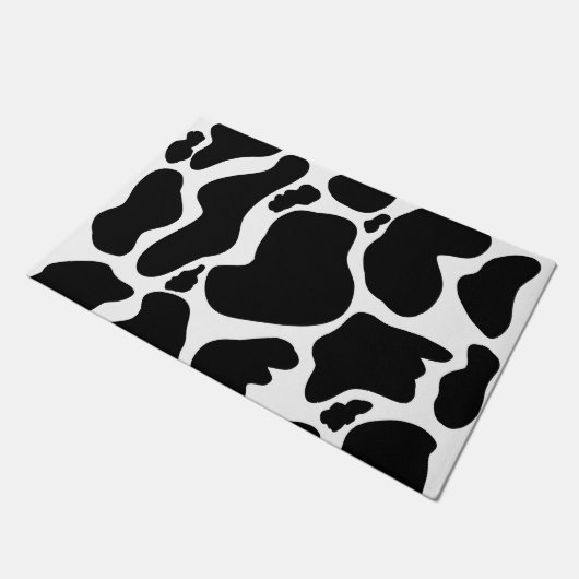 白黒シンプル牛斑動物 ドアマット (アングル)