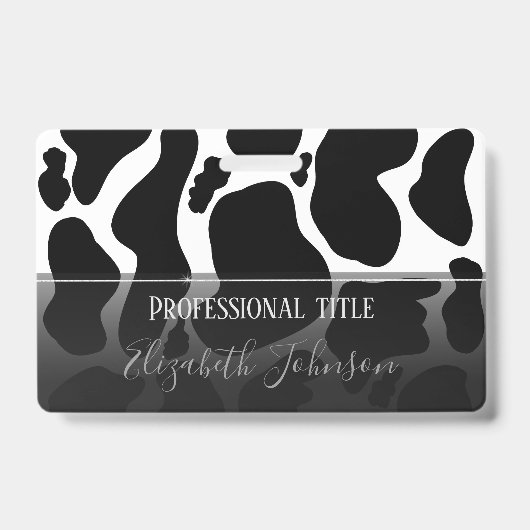 白黒シンプル牛斑動物 バッジ (正面)