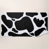 白黒シンプル牛斑動物 ビーチタオル (正面)