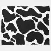 白黒シンプル牛斑動物 フリースブランケット (正面(横))