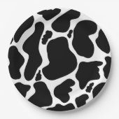 白黒シンプル牛斑動物 ペーパープレート (正面)