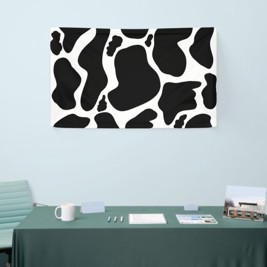 白黒シンプル牛斑動物 横断幕 (トレードショー)