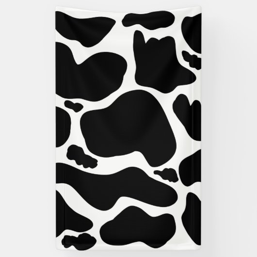 白黒シンプル牛斑動物 横断幕 (縦)