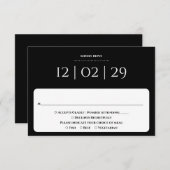 白黒シンプル特別日結婚の日 出欠カード (正面/裏面)