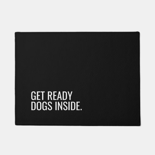 白黒シンプル犬引用文形式 ドアマット (正面)