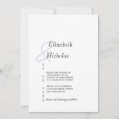 白黒シンプル結婚式招待状テンプレート 招待状 (正面)