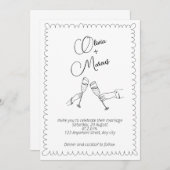 白黒シンプル結婚式招待状 招待状 (正面/裏面)