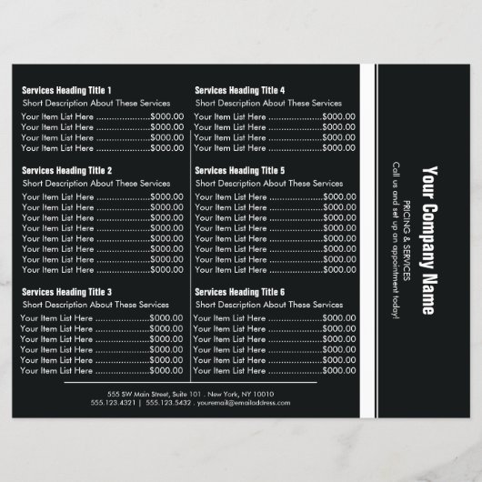 白黒シンプル縁ど価格表6 チラシ (正面)