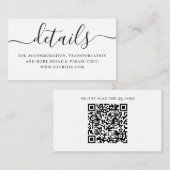 白黒シンプル詳細結婚+ QRコード エンクロージャーカード (正面/裏面)