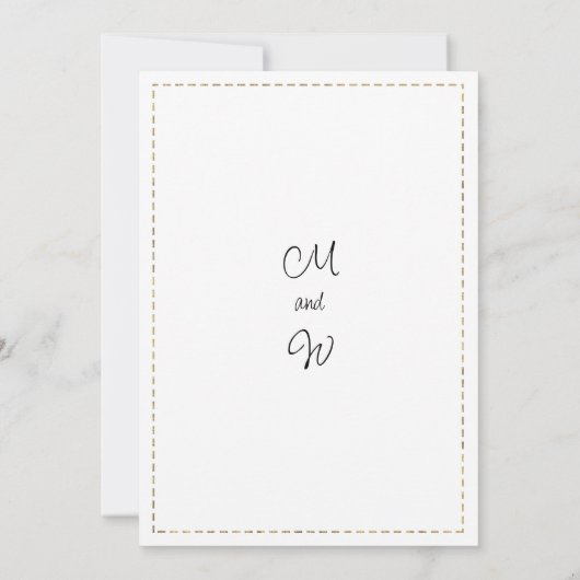 白黒シンプル金ゴールドの破線の日付を保存 招待状 (裏面)