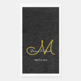 白黒シンプル金ゴールドエレガントウェディングモノグラム