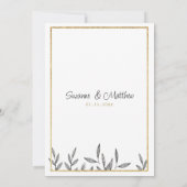 白黒シンプル金ゴールドフローラの葉RSVP 招待状 (裏面)