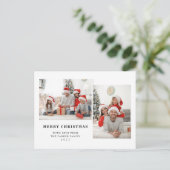 白黒シンプル2枚の写真メリークリスマス シーズンポストカード (スタンド正面)