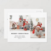 白黒シンプル2枚の写真メリークリスマス シーズンポストカード (正面/裏面)