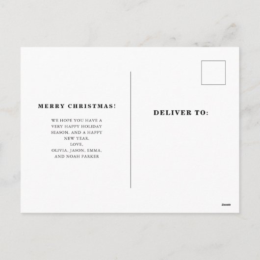 白黒シンプル2枚の写真メリークリスマス シーズンポストカード (裏面)