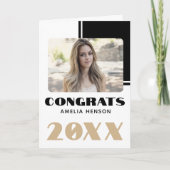 白黒シンプル2023おめでとう大学院写真 カード (正面)