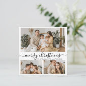 白黒シンプル3フォトコラージュクリスマス シーズンカード (スタンド正面)