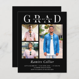 白黒シンプル3写真卒業お祝い