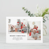 白黒シンプル3枚の写真メリークリスマス シーズンカード (スタンド正面)
