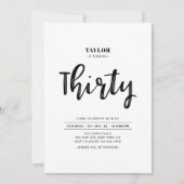 白黒シンプル30歳の誕生日パーティー 招待状 (正面)