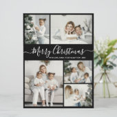 白黒シンプル5フォトコラージュクリスマス シーズンカード (スタンド正面)