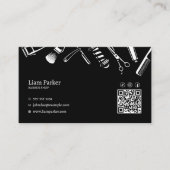 白黒シンプルHairStylist Instagram QRコード 名刺 (正面)