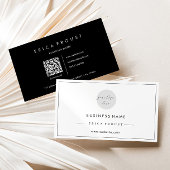 白黒シンプルQrコモダンード 名刺