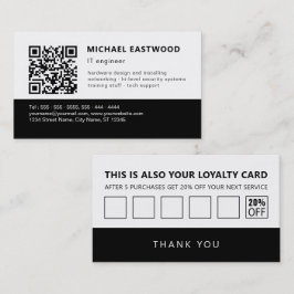白黒シンプルQRコード2 in 1ロイヤリティおよび 名刺