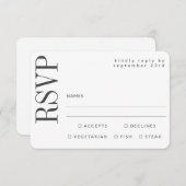 白黒シンプルQRコードWebサイト食事の選択 出欠カード (正面/裏面)